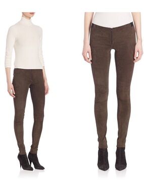 Alice + Olivia Brownish Suede Lamb Leather Leggings! Size 2